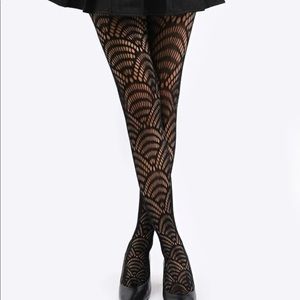 New full length black pattern tights